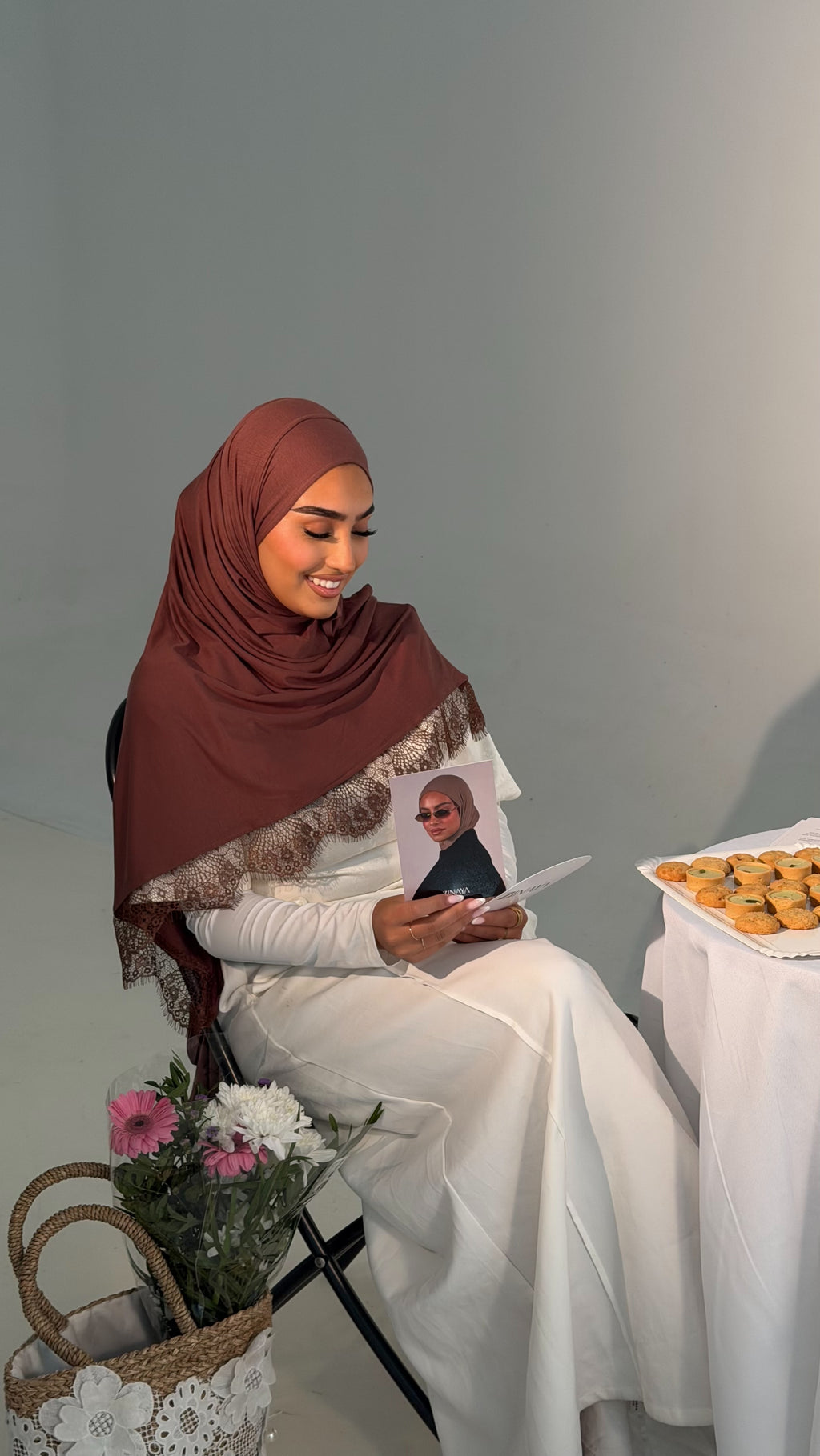 Hijab dentelle brownie