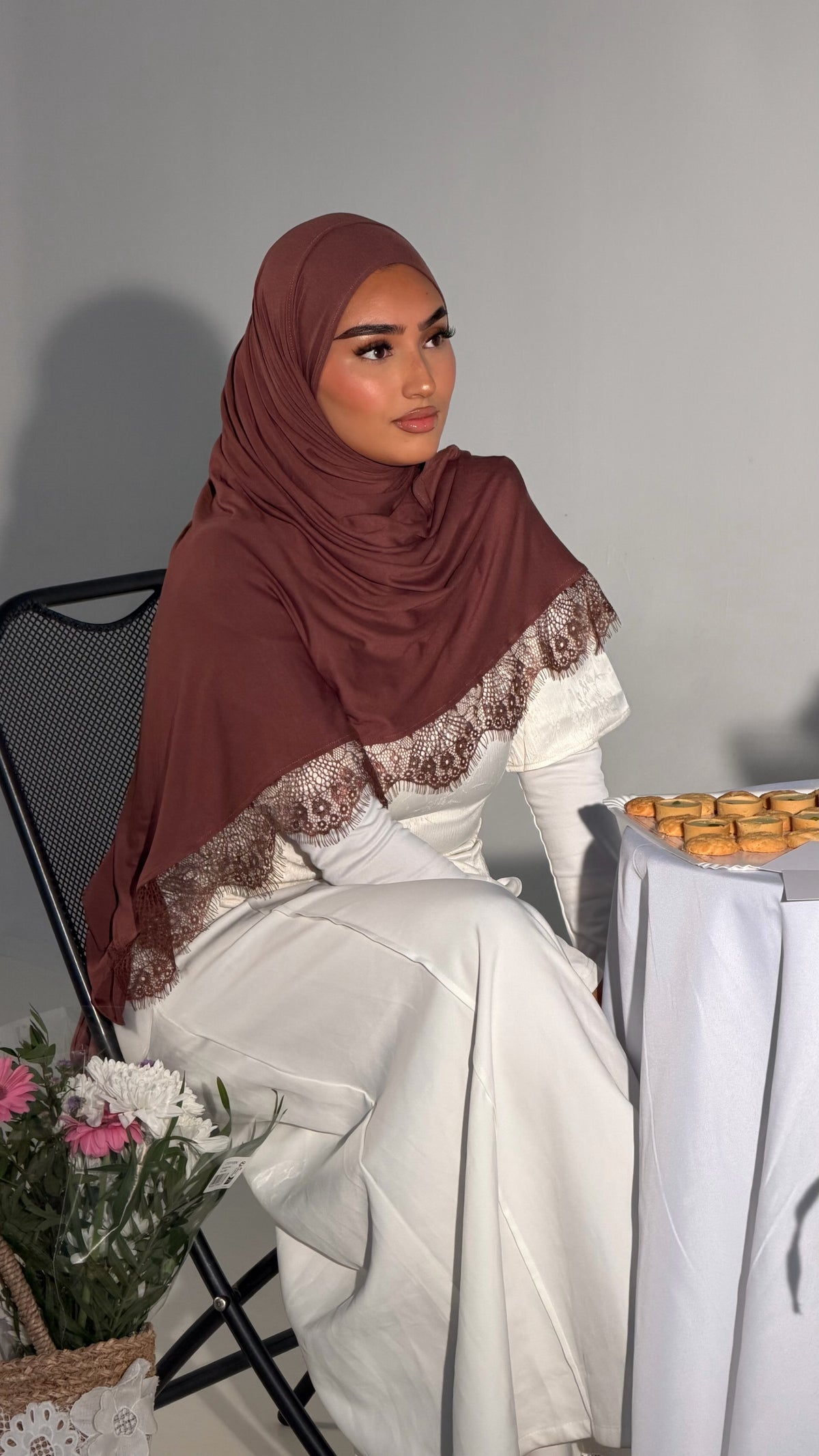 Hijab dentelle brownie