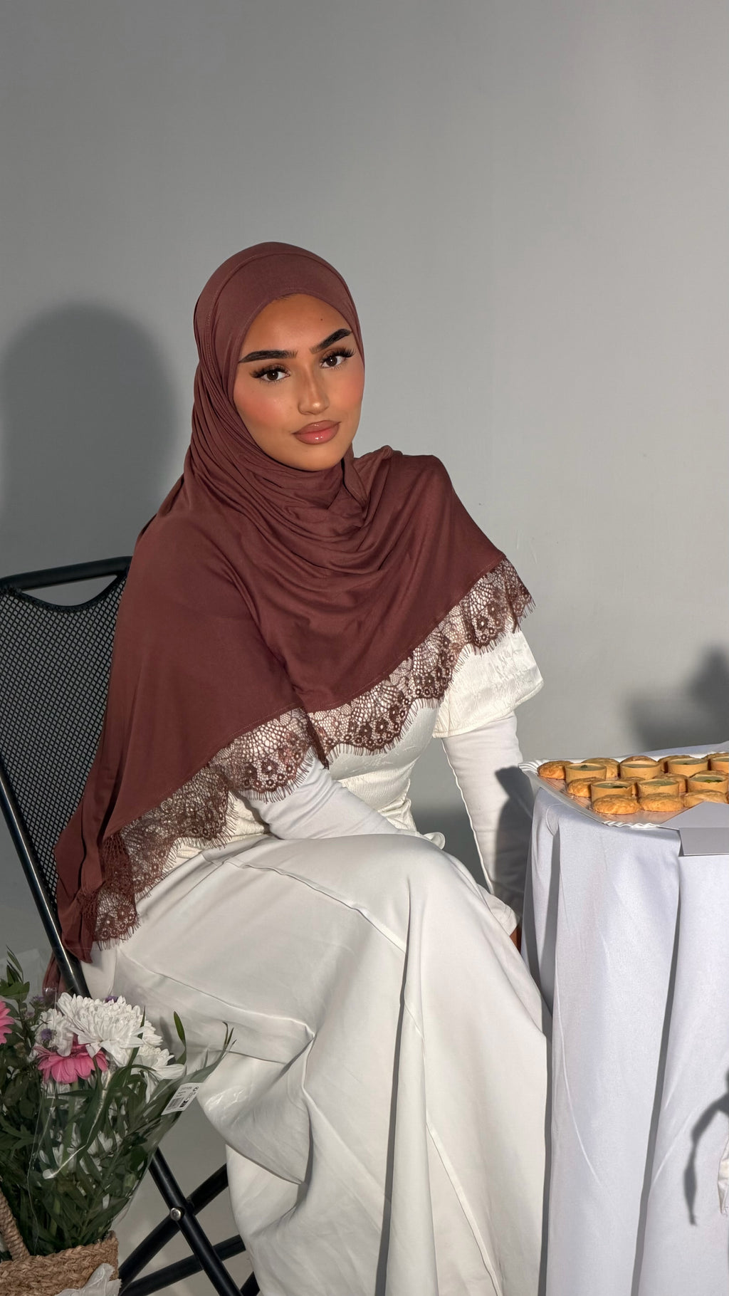 Hijab dentelle brownie