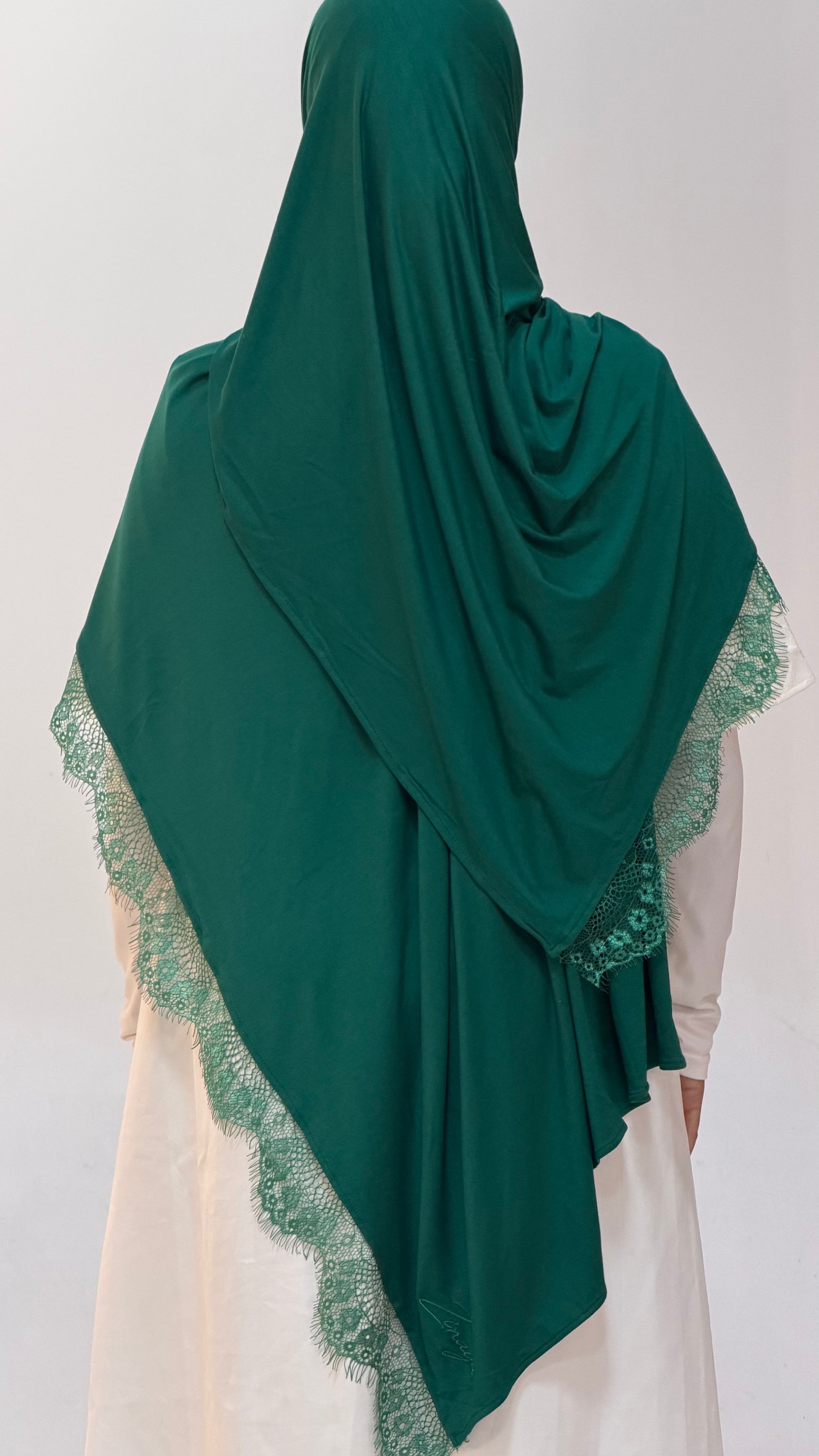 Hijab dentelle vert sapin